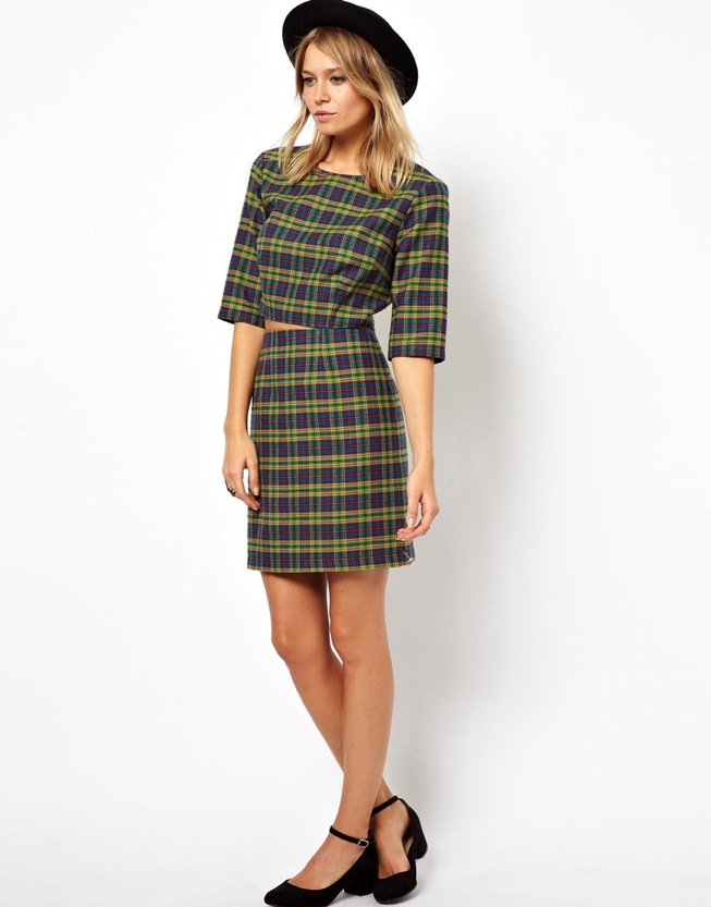 ASOS vintage check top and skirt