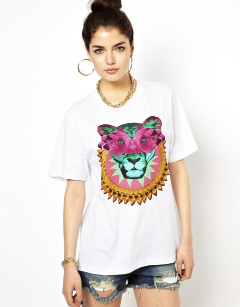 illustrated people cat print t shirt