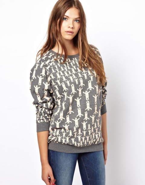 people tree bear print sweater