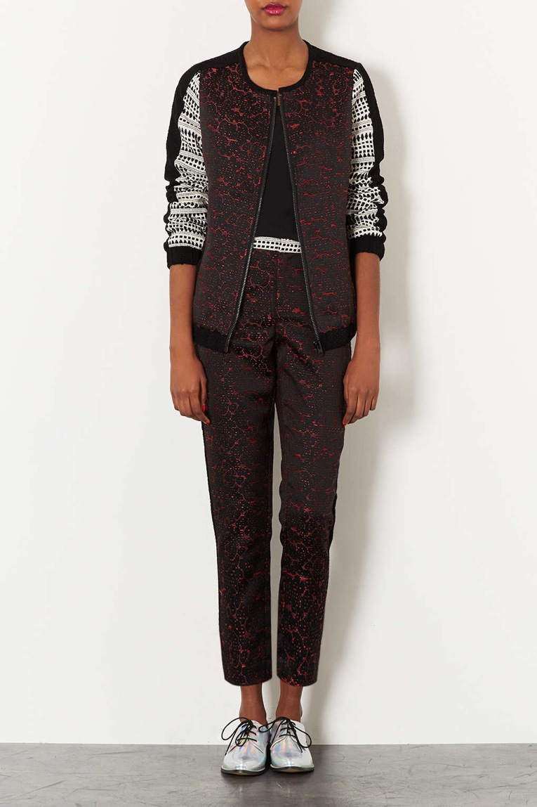 topshop mix and match jacquard jacket and trousers
